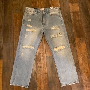 Guess Men's Relaxed Fit Distressed Jeans - Light Blue